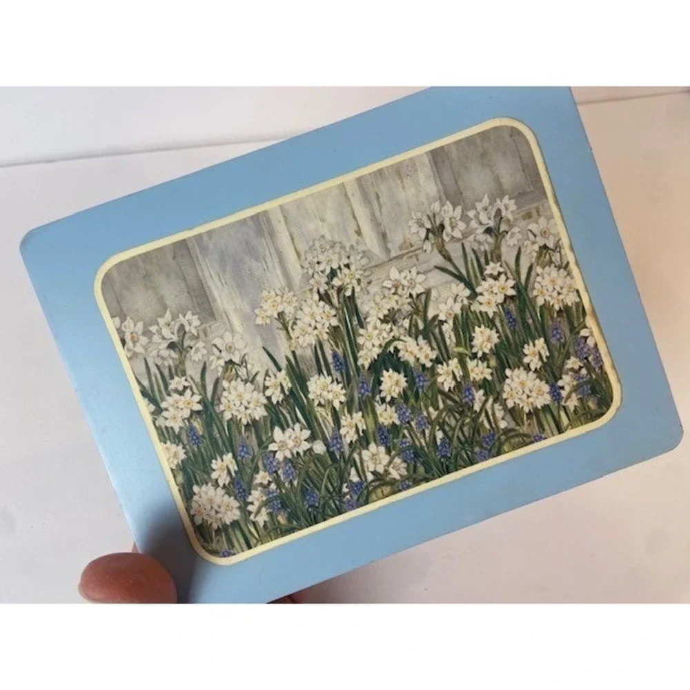 Blue Floral Wooden Keepsake Box with Stationery Set Kathryn White 2003